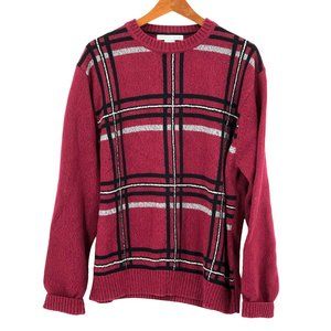 Vintage Geoffrey Beene Sweater Men's Sz L 80s 90s Plaid Cosby Grandpa Coogie